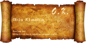 Obis Klaudia névjegykártya